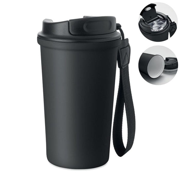 Bicchiere acciaio riciclato Nero - personalizzabile con logo