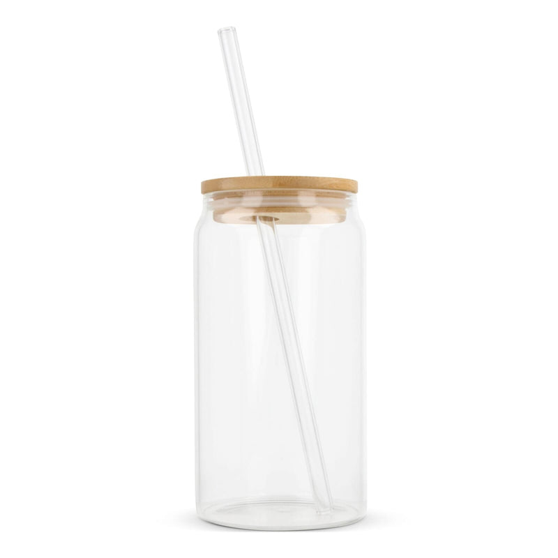 Bicchiere con coperchio in bambù 450 ml Trasparente - personalizzabile con logo