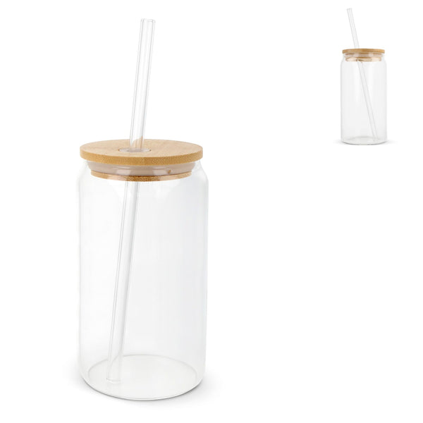 Bicchiere con coperchio in bambù 450 ml Trasparente - personalizzabile con logo