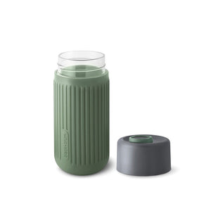 Bicchiere da viaggio Black+Blum in vetro 340ml verde - personalizzabile con logo