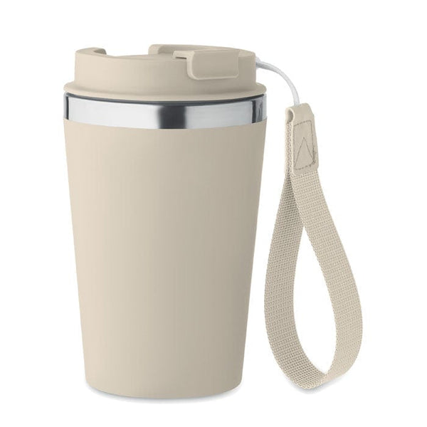 Bicchiere doppio strato 350 ml Eco beige - personalizzabile con logo