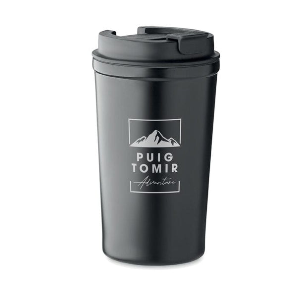 Bicchiere doppio strato 350 ml Nero - personalizzabile con logo