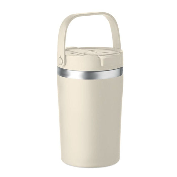 Bicchiere doppio strato 350 ml RE-INOX Beige - personalizzabile con logo
