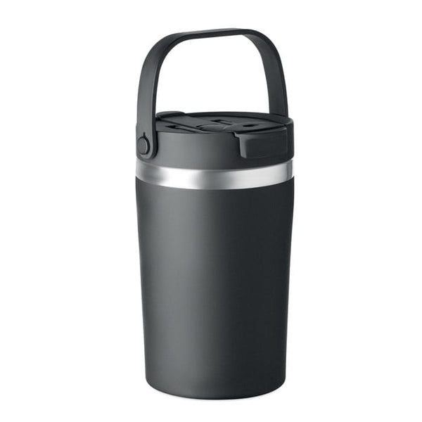 Bicchiere doppio strato 350 ml RE-INOX Nero - personalizzabile con logo