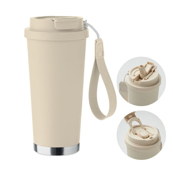 Bicchiere doppio strato. 500ml beige - personalizzabile con logo
