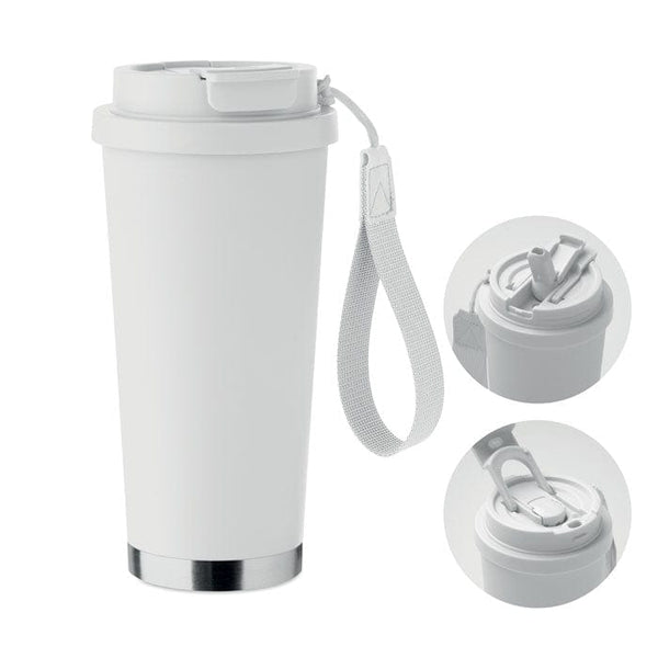 Bicchiere doppio strato. 500ml Bianco - personalizzabile con logo