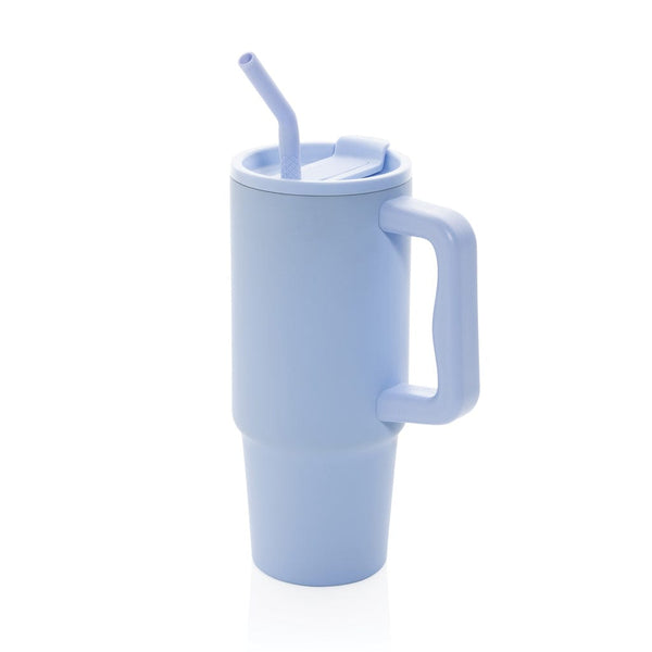 Bicchiere Embrace deluxe in r-Acciaio RCS 900ml azzurro - personalizzabile con logo