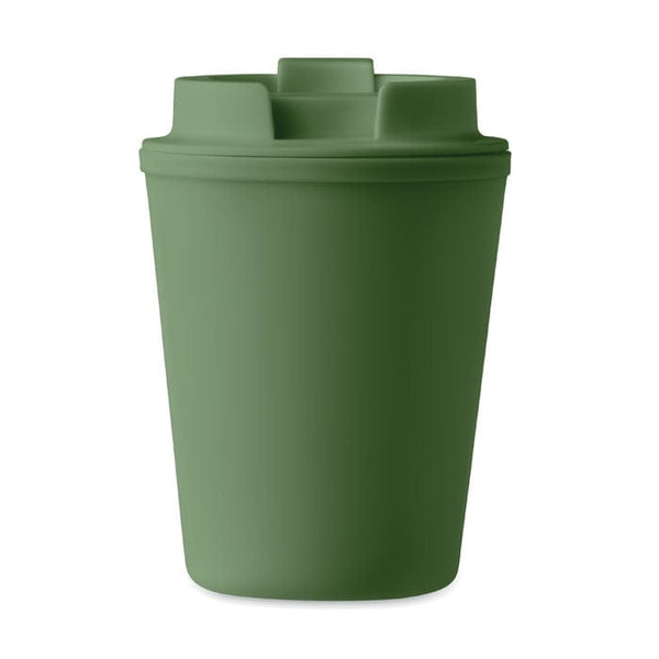 Bicchiere in PP riciclato con coperchio - personalizzabile con logo