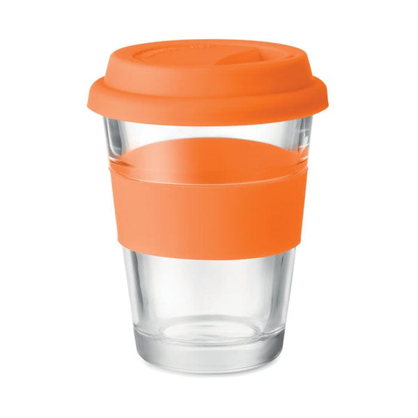 Bicchiere in vetro. 350ml arancione - personalizzabile con logo