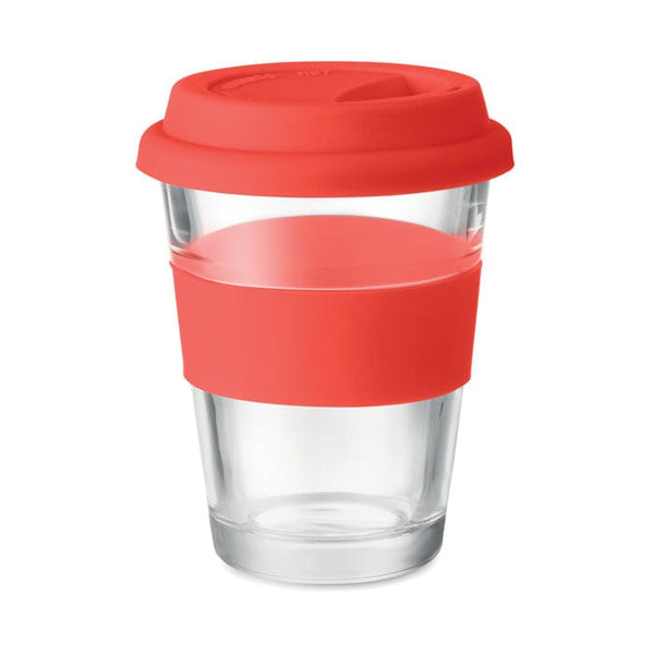 Bicchiere in vetro. 350ml rosso - personalizzabile con logo