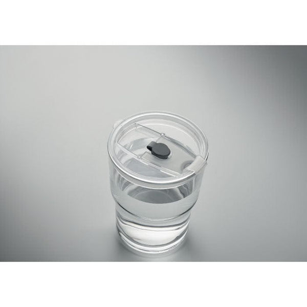 Bicchiere in vetro con cannuccia 400ml Trasparente - personalizzabile con logo