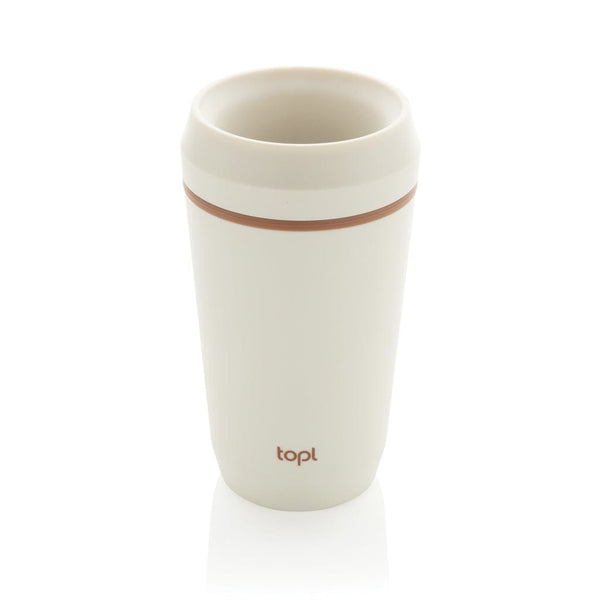 Bicchiere Topl in rPlastica con tappo 360 brevettato 354ml bianco - personalizzabile con logo