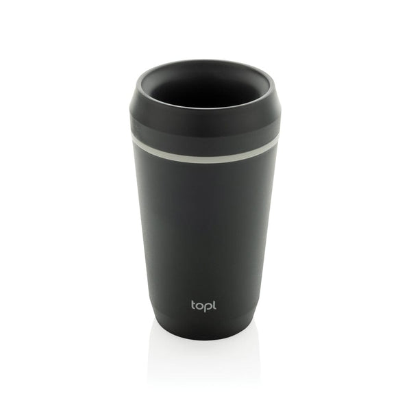 Bicchiere Topl in rPlastica con tappo 360 brevettato 354ml grigio - personalizzabile con logo
