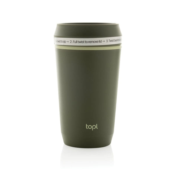 Bicchiere Topl in rPlastica con tappo 360 brevettato 354ml - personalizzabile con logo