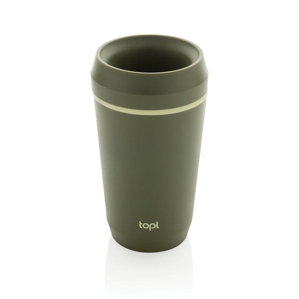 Bicchiere Topl in rPlastica con tappo 360 brevettato 354ml verde - personalizzabile con logo