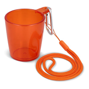 Bicchierino da festival con laccetto Trasparente / Arancione - personalizzabile con logo