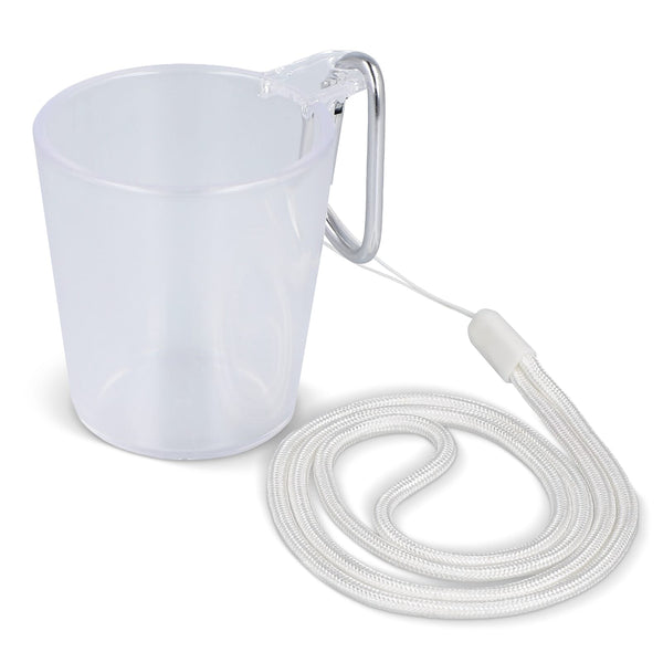 Bicchierino da festival con laccetto Trasparente / Bianco - personalizzabile con logo