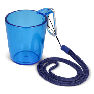 Bicchierino da festival con laccetto Trasparente / Blu - personalizzabile con logo