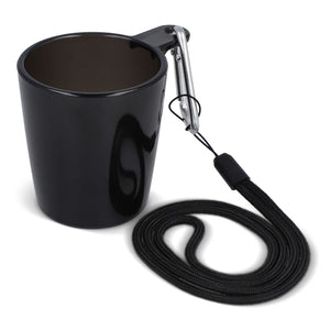Bicchierino da festival con laccetto Trasparente / Nero - personalizzabile con logo