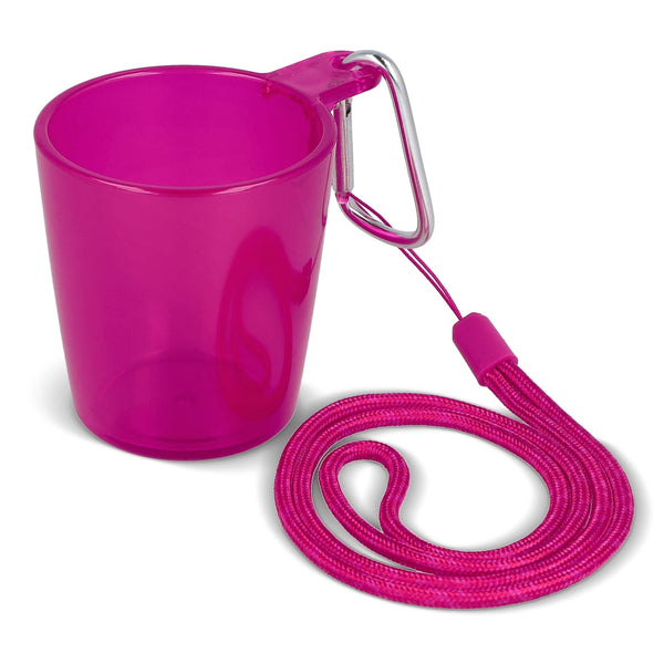 Bicchierino da festival con laccetto Trasparente / Rosa - personalizzabile con logo