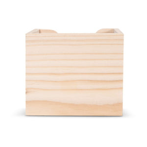 Blocchetto memo 10x10x8.5cm FSC in contenitore cubico di legno natural - personalizzabile con logo