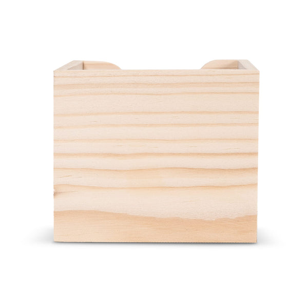 Blocchetto memo 10x10x8.5cm FSC in contenitore cubico di legno natural - personalizzabile con logo