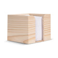 Blocchetto memo 10x10x8.5cm FSC in contenitore cubico di legno natural - personalizzabile con logo