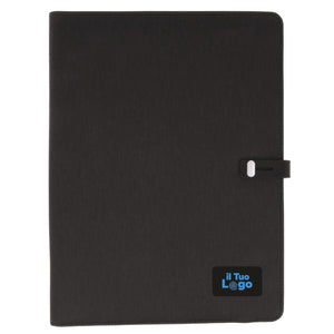 Blocco A4 con powerbank Nero - personalizzabile con logo
