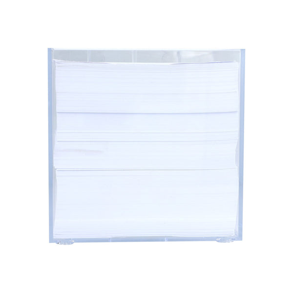 Blocco di carta in vassoio a cubo con portapenne 10x10x10 cm FSC - personalizzabile con logo