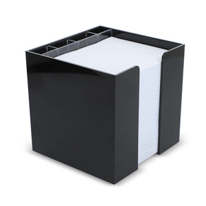 Blocco di carta in vassoio a cubo con portapenne 10x10x10 cm FSC - personalizzabile con logo