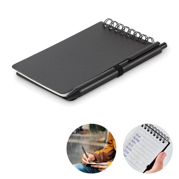 Blocco note idrorepellente Nero - personalizzabile con logo