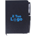 Blocco notes A6 con penna Nero - personalizzabile con logo