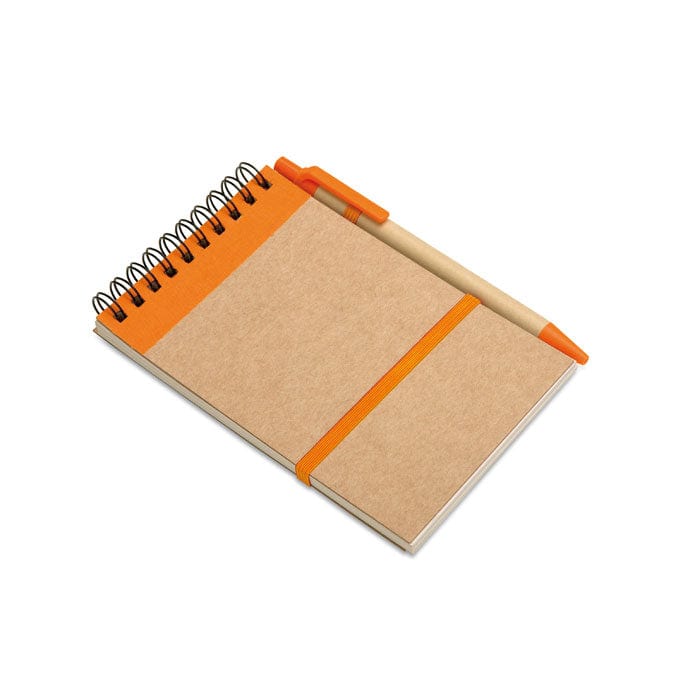 Blocnotes in carta riciclata 14x9 arancione - personalizzabile con logo