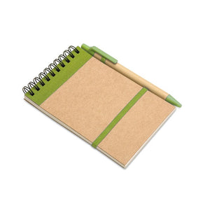 Blocnotes in carta riciclata 14x9 verde calce - personalizzabile con logo