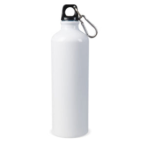 Borraccia in alluminio con moschettone sublimazione 750ml Bianco - personalizzabile con logo