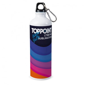 Borraccia in alluminio con moschettone sublimazione 750ml Bianco - personalizzabile con logo