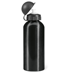 Borraccia in metallo. 600ml Nero - personalizzabile con logo