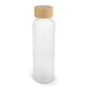 Borraccia in vetro e bambù 500ml Bianco - personalizzabile con logo