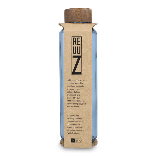 Borraccia in vetro riciclato InSideOut ReuuZ con tappo in legno 650 ml - personalizzabile con logo