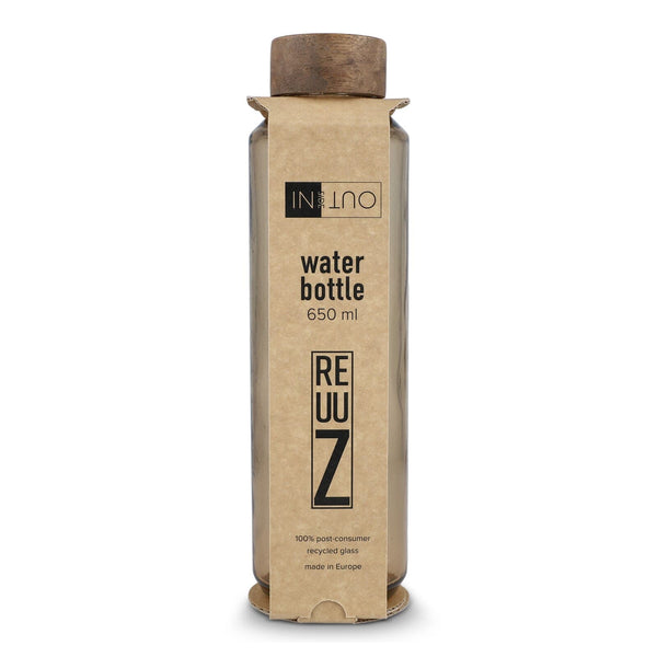 Borraccia in vetro riciclato InSideOut ReuuZ con tappo in legno 650 ml - personalizzabile con logo