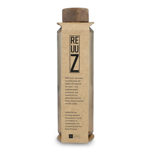 Borraccia in vetro riciclato InSideOut ReuuZ con tappo in legno 650 ml - personalizzabile con logo