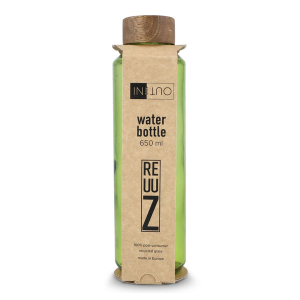 Borraccia in vetro riciclato InSideOut ReuuZ con tappo in legno 650 ml - personalizzabile con logo