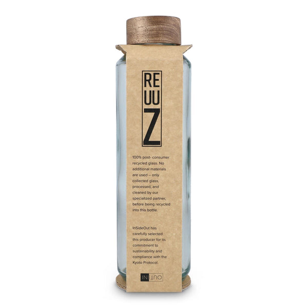 Borraccia in vetro riciclato InSideOut ReuuZ con tappo in legno 650 ml - personalizzabile con logo