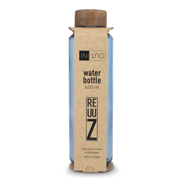 Borraccia in vetro riciclato InSideOut ReuuZ con tappo in legno 650 ml - personalizzabile con logo