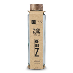 Borraccia in vetro riciclato InSideOut ReuuZ con tappo in legno 650 ml - personalizzabile con logo