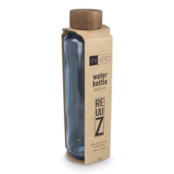 Borraccia in vetro riciclato InSideOut ReuuZ con tappo in legno 650 ml - personalizzabile con logo