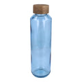 Borraccia in vetro riciclato InSideOut ReuuZ con tappo in legno 650 ml Trasparente / azzurro - personalizzabile con logo