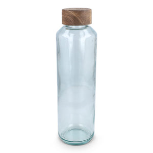 Borraccia in vetro riciclato InSideOut ReuuZ con tappo in legno 650 ml Trasparente - personalizzabile con logo