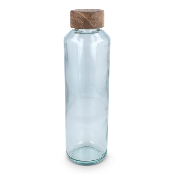 Borraccia in vetro riciclato InSideOut ReuuZ con tappo in legno 650 ml Trasparente - personalizzabile con logo