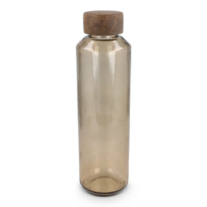 Borraccia in vetro riciclato InSideOut ReuuZ con tappo in legno 650 ml Trasparente / Marrone - personalizzabile con logo